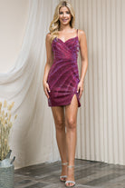 Glitter Side Slit Short Dress-smcdress