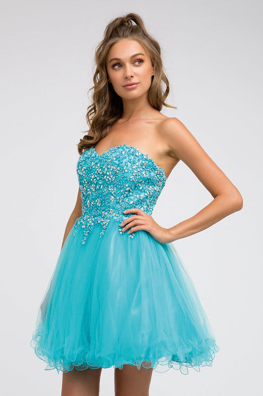 Embroidered Sweetheart Top Short Dress-smcdress