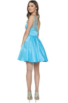 Embellished Top Flare Skirt Short Dress for Cocktail & Homecoming-smcdress