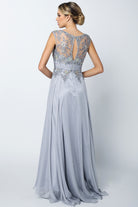Sleeveless Mesh Prom & Bridesmaid Dress with Gathered Waist-smcdress