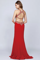 Jewel-Embellished Cut-Out Back Dress-smcdress