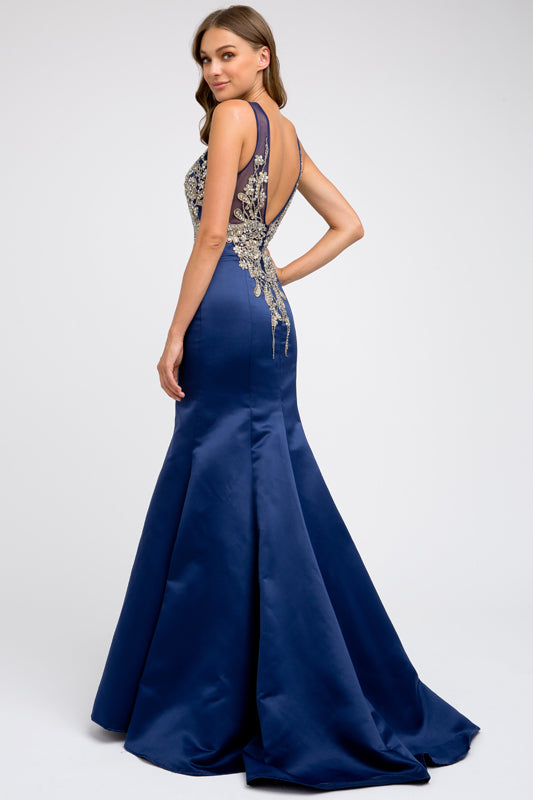 Beaded Satin Mermaid Prom Dress-smcdress