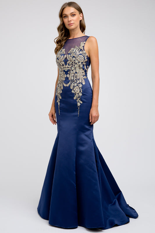 Beaded bust and mermaid prom gown-smcdress