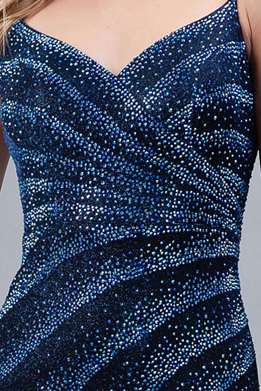 Glitter Prom Dress, Corset Back, Side Slit-smcdress