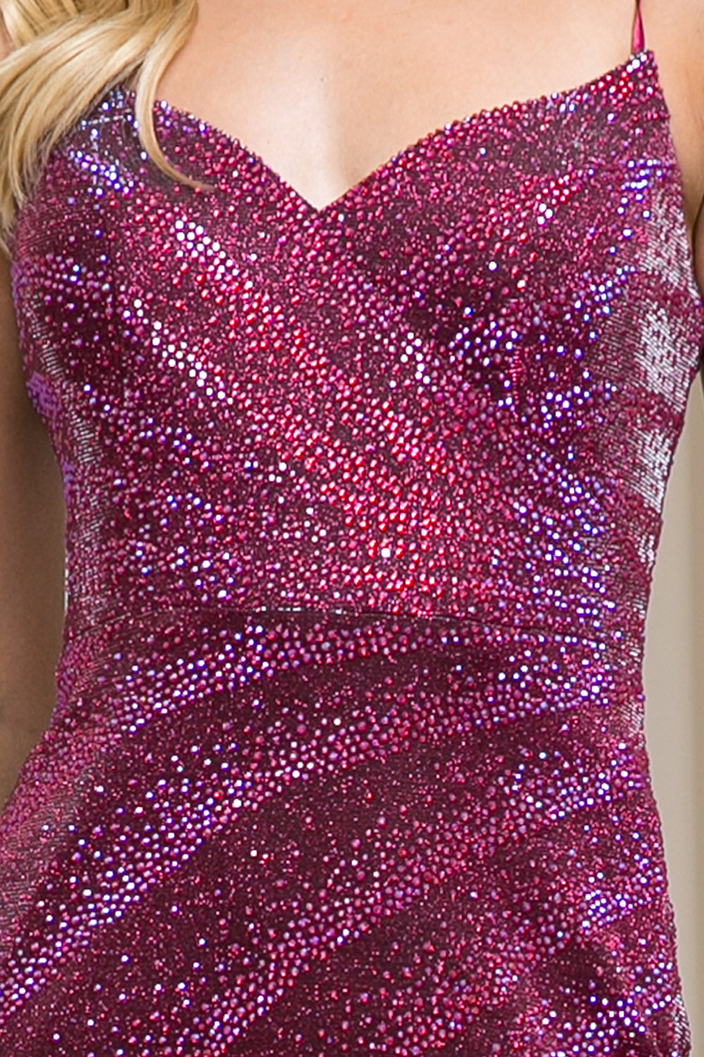Glitter Side Slit Short Dress-smcdress