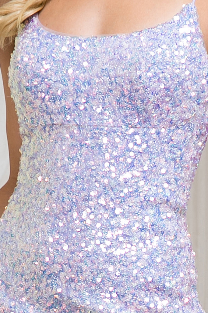 Embroidered Sequins Dress - Short, Straight-smcdress