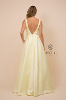 A-Line Long Prom Dress, Sheer Side Cut Outs, Open V-Back-smcdress