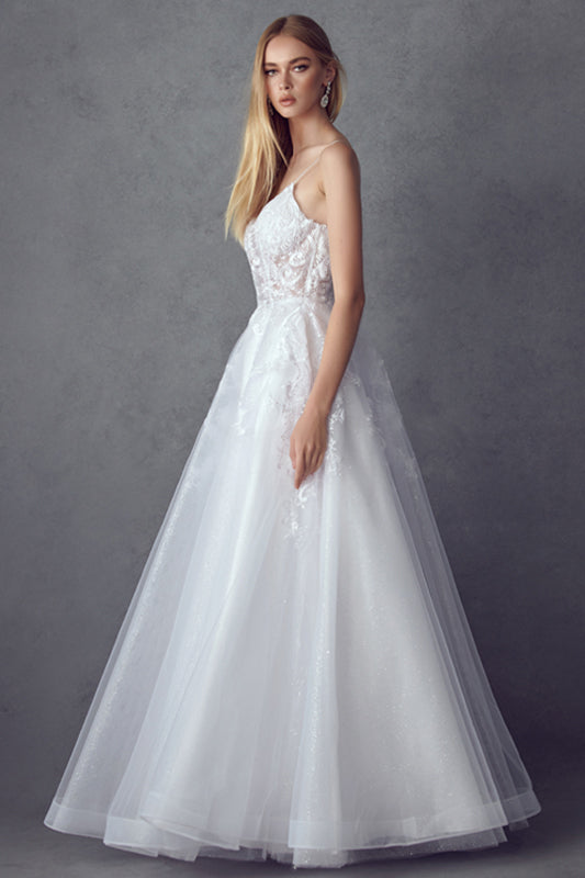 Embroidered Long Dress w/ Open Back Bodice-smcdress