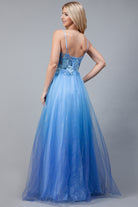 Embroidered Lace Bodice, Glittering Tulle Skirt, Long Prom Dress-smcdress