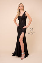 V-Neck Lace Top Long Dress for Evening & Prom-smcdress