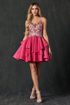 Jewel Bodice layered skirt short dress-smcdress