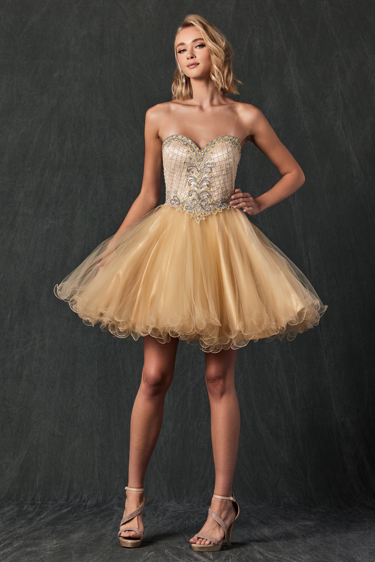 Beaded Short Cocktail & Homecoming Dress - Sweetheart Top-smcdress