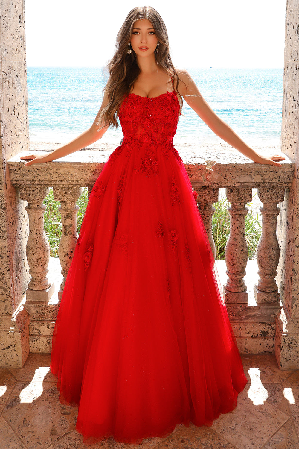 Red Open Back Formal Dress deals