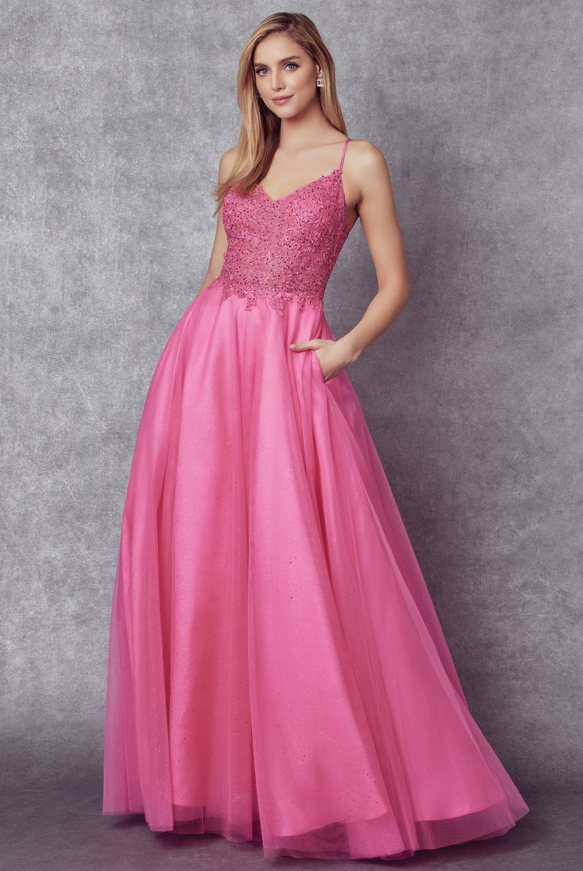 A-Line Corset Long Prom Dress with Embroidered Bodice-smcdress