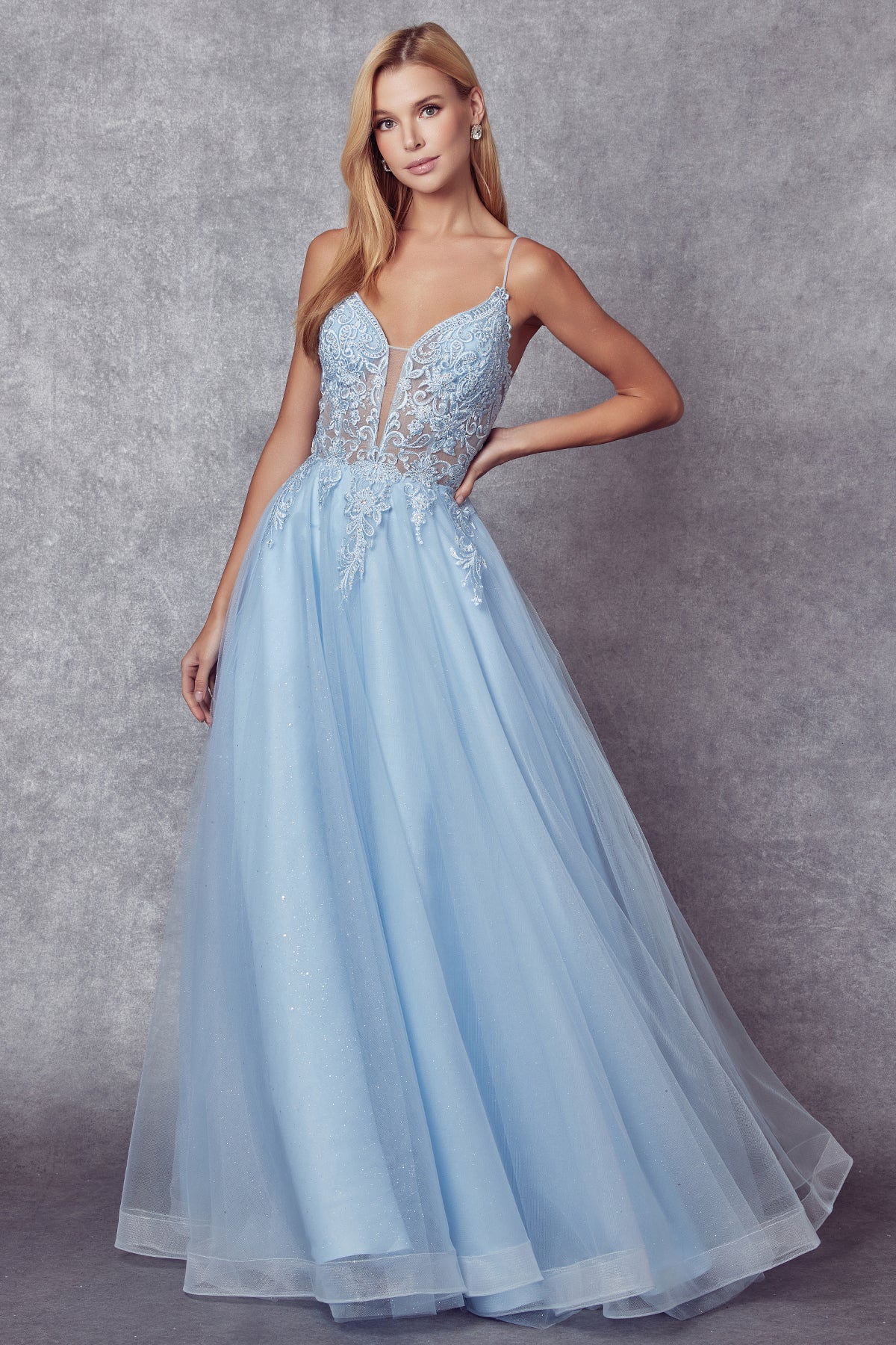 Embroidered with stones bodice prom ballgown-smcdress