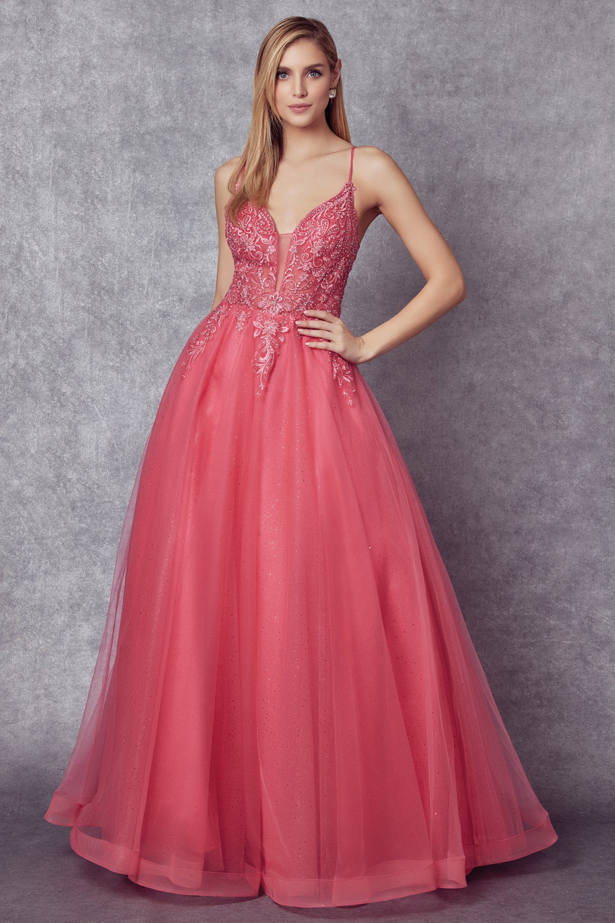Embroidered with stones bodice prom ballgown-smcdress