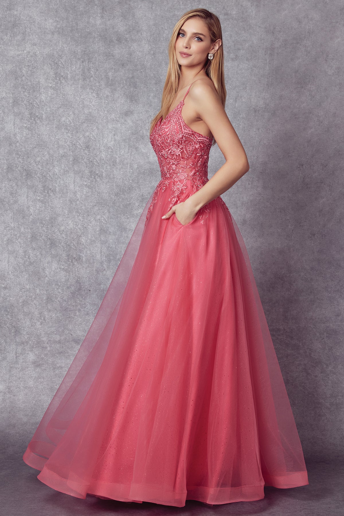 Embroidered with stones bodice prom ballgown-smcdress