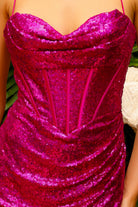 Sequins mini dress with a bustier-inspired bodice-smcdress