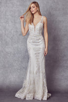 Glitter-Embroidered Lace Dress for Weddings & Proms-smcdress