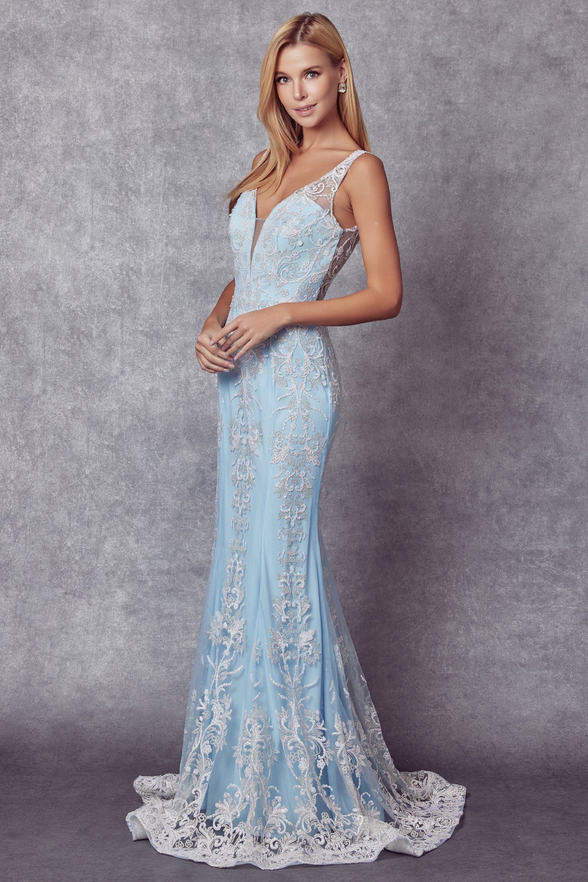 Fancy glitter design tulle mermaid evening prom dress-smcdress