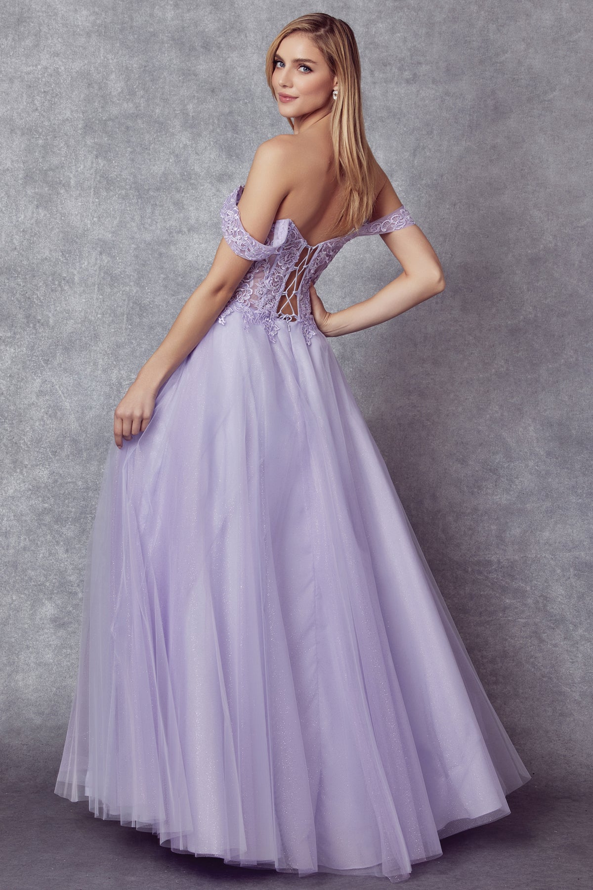 A-Line Embroidered Bodice Long Prom Dress, Off Shoulder-smcdress