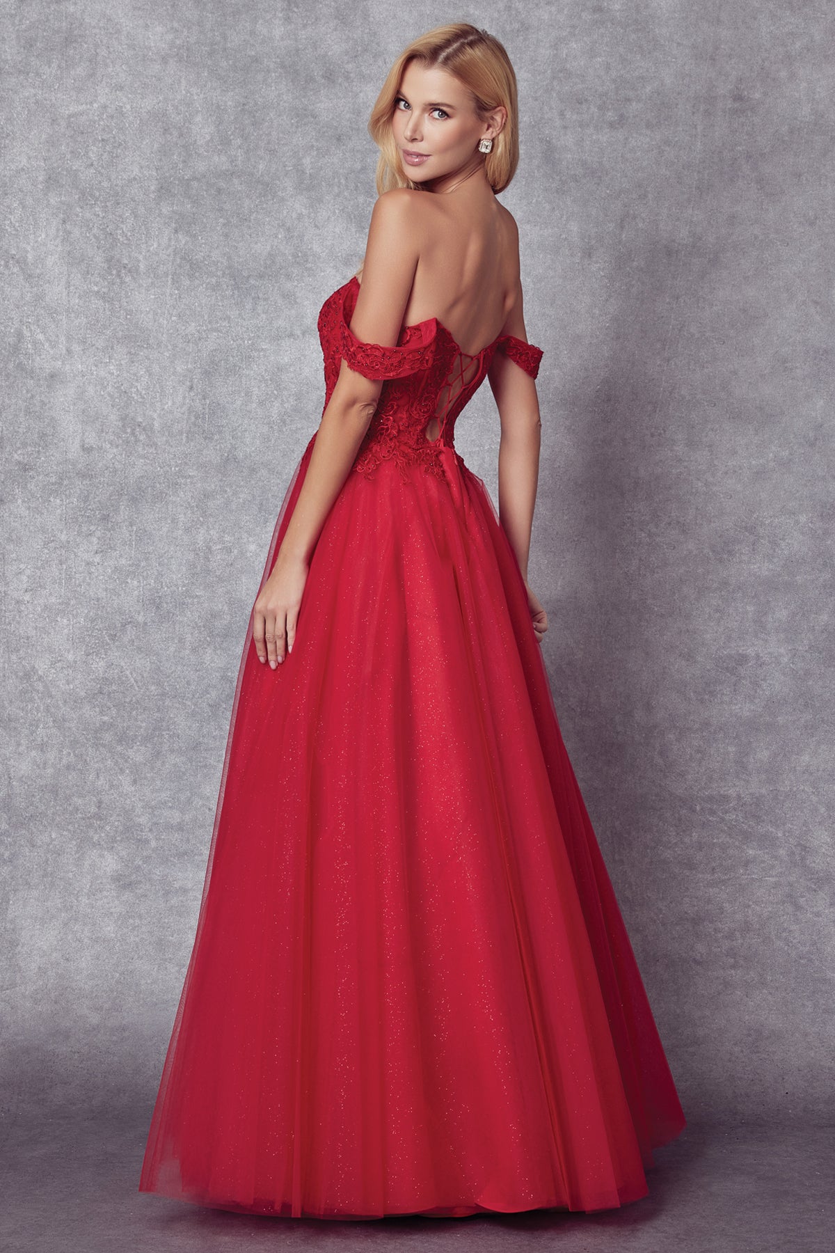 A-Line Embroidered Bodice Long Prom Dress, Off Shoulder-smcdress