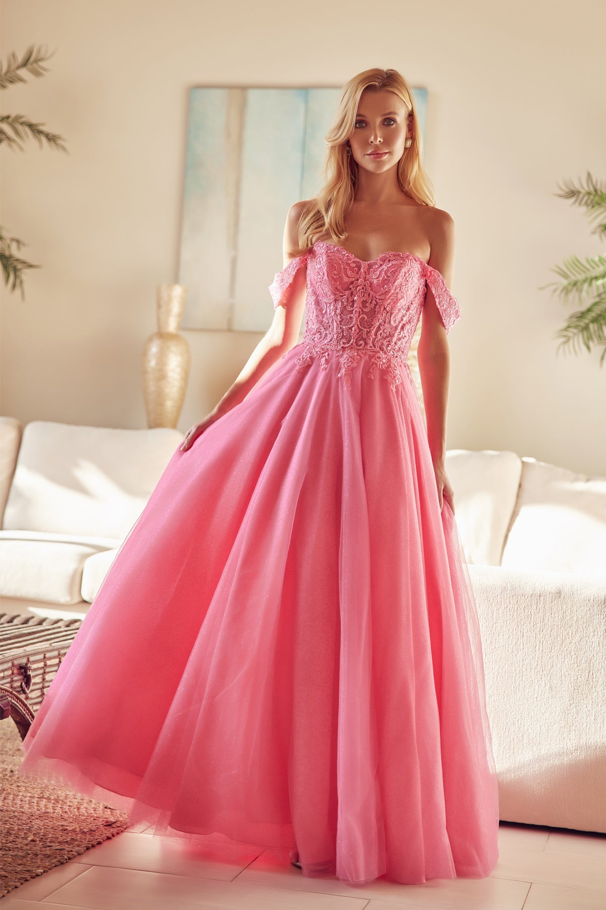 A-Line Embroidered Bodice Long Prom Dress, Off Shoulder-smcdress