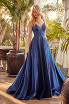 Navy blue  prom gown with stone accents alternative