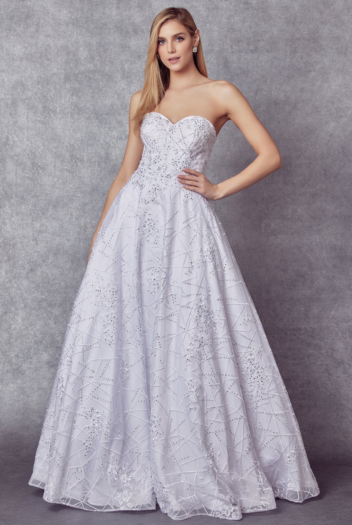 Arm bands with embroidered lace ball gown-smcdress