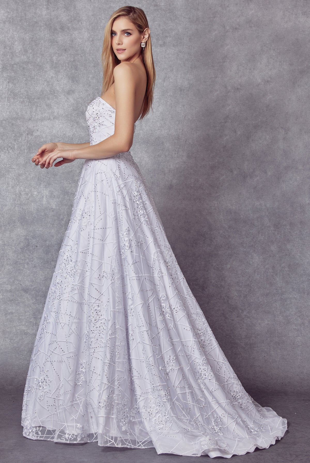 Lace A-Line Wedding Dress, Strapless-smcdress