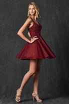 Double Breasted Lace Short Dress for Cocktail & Homecoming-smcdress