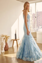 V-Neck Lace Mermaid Prom Dress-smcdress