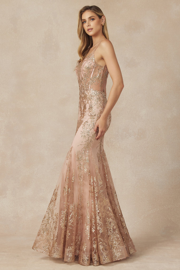 V-Neck Lace Mermaid Prom Dress-smcdress