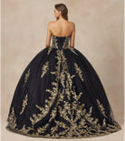 Embellished with metallic applique quinceañera dress-smcdress