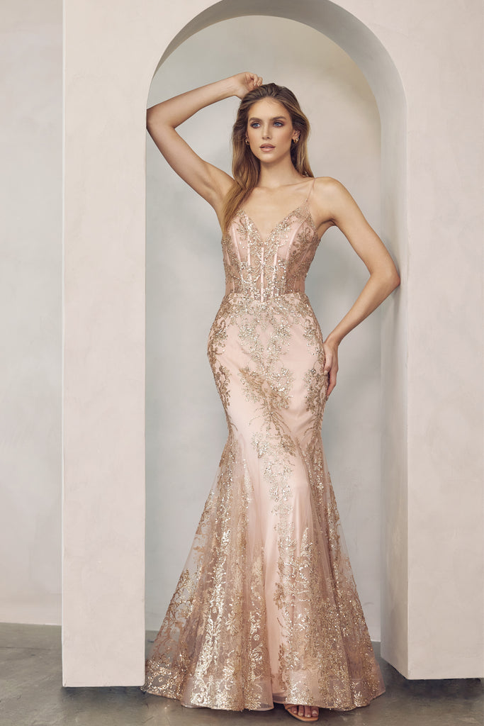 V-Neck Lace Mermaid Prom Dress-smcdress