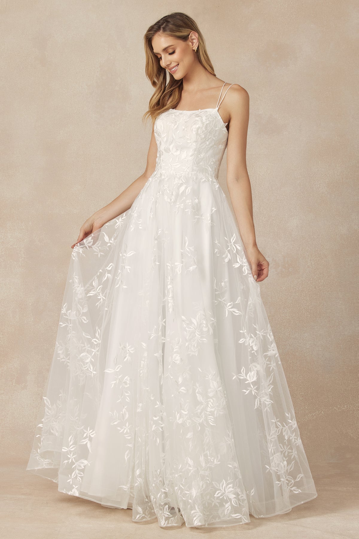 Embroidered Lace A-Line Prom Dress-smcdress