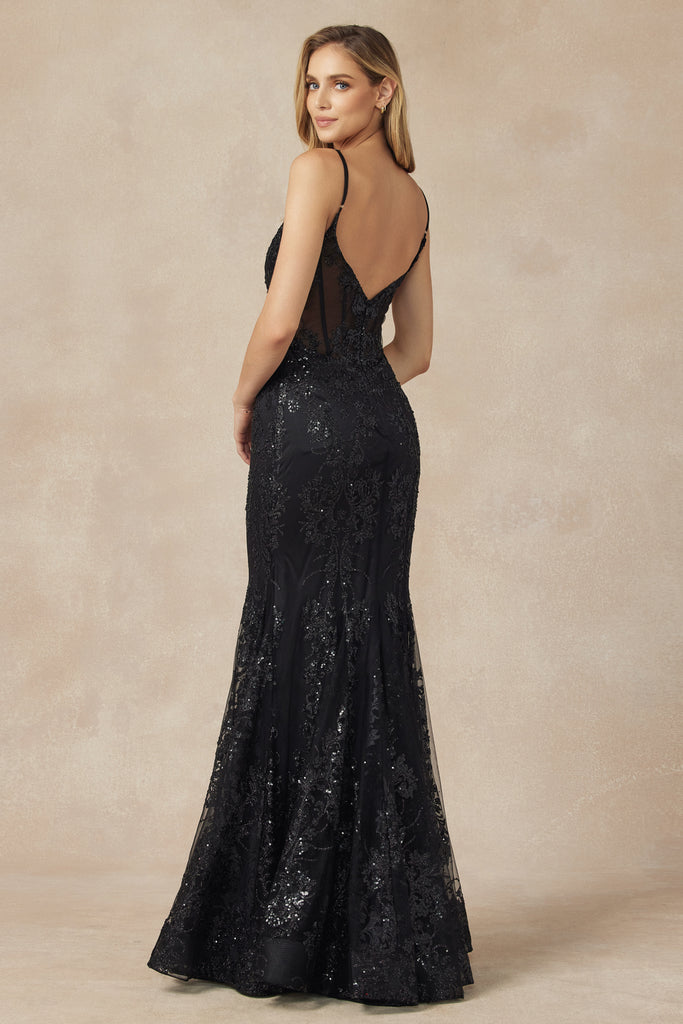 V-Neck Lace Mermaid Prom Dress-smcdress