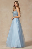 Embroidered sparkle tulle and stones accents prom ball gown-smcdress