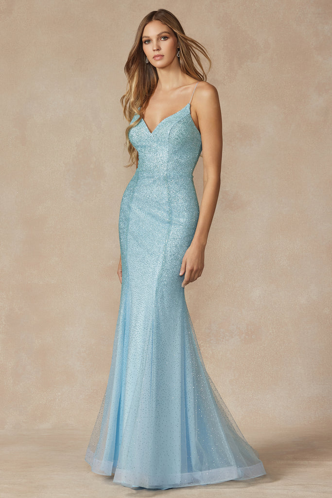 Glitter Mermaid Prom Dress, Open Back, Embellished-smcdress