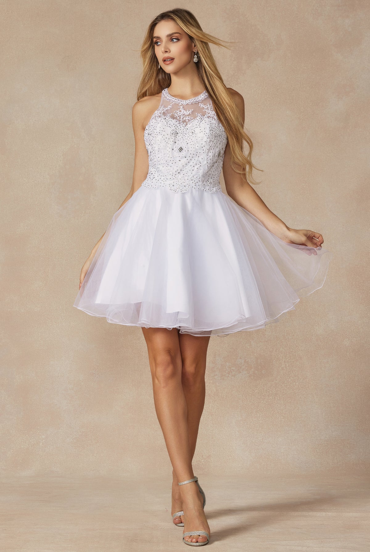 Embellished Halter Bodice Dress-smcdress