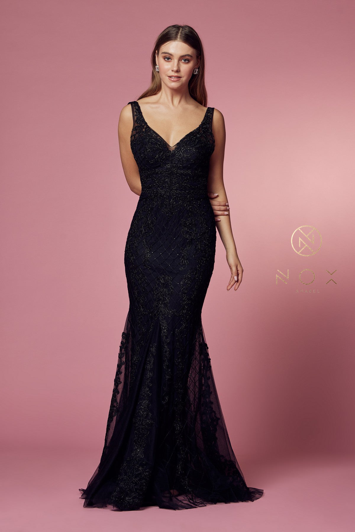 Embroidered Lace Mermaid Dress for Bridesmaids & Eveningwear-smcdress