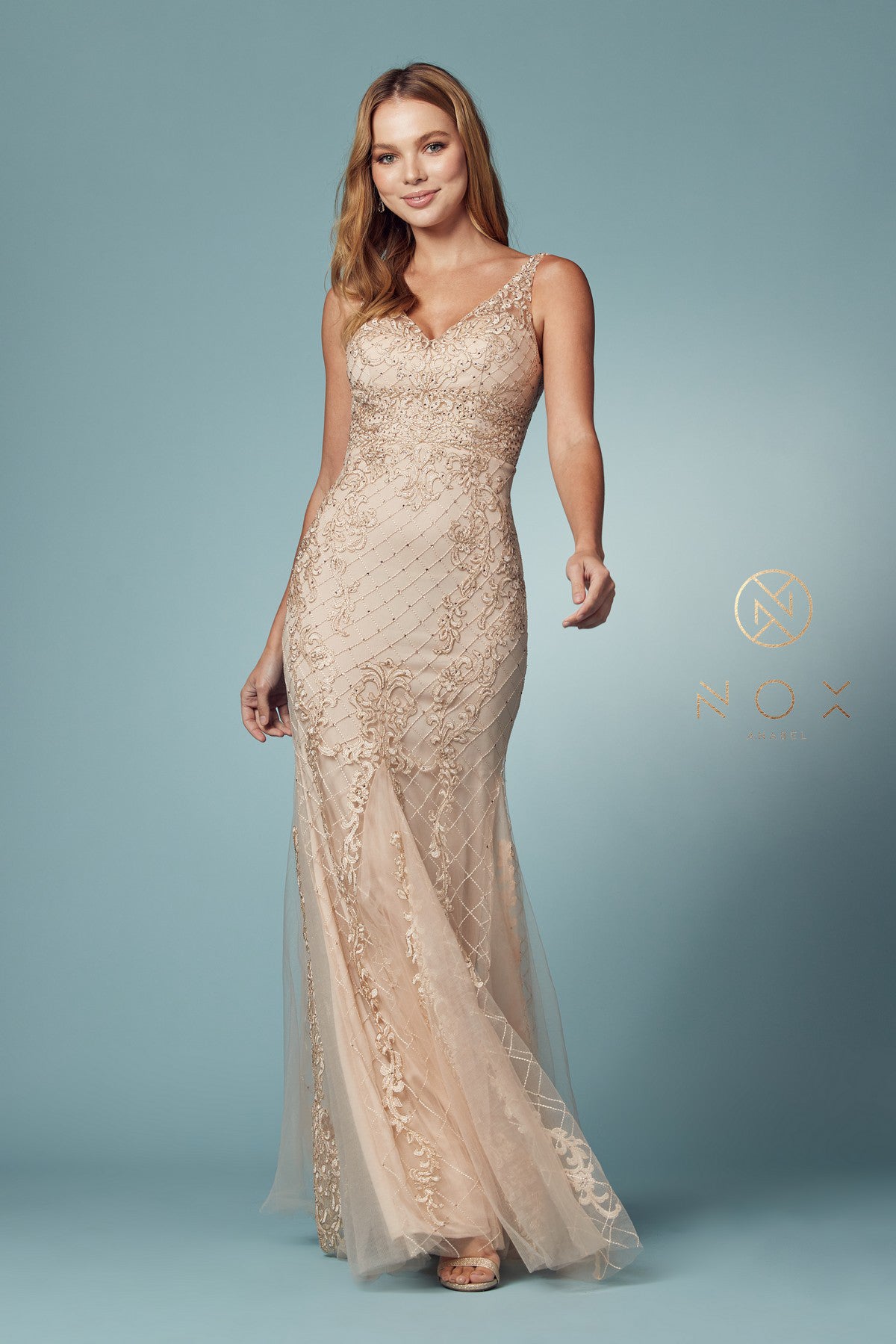 Embroidered Lace Mermaid Dress for Bridesmaids & Eveningwear-smcdress