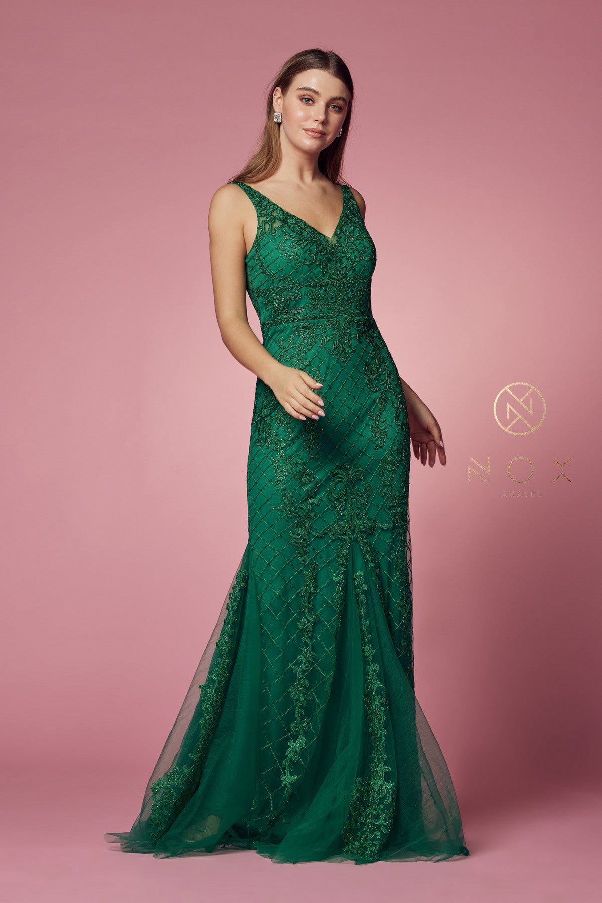 Embroidered Lace Mermaid Dress for Bridesmaids & Eveningwear-smcdress