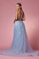 Light blue long prom dress-smcdress