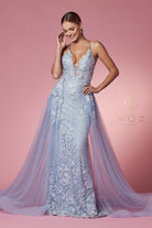 Light blue long prom dress