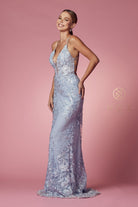 Light blue long prom dress-smcdress