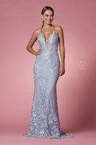 Light blue long prom dress-smcdress