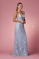 Light blue long prom dress-smcdress