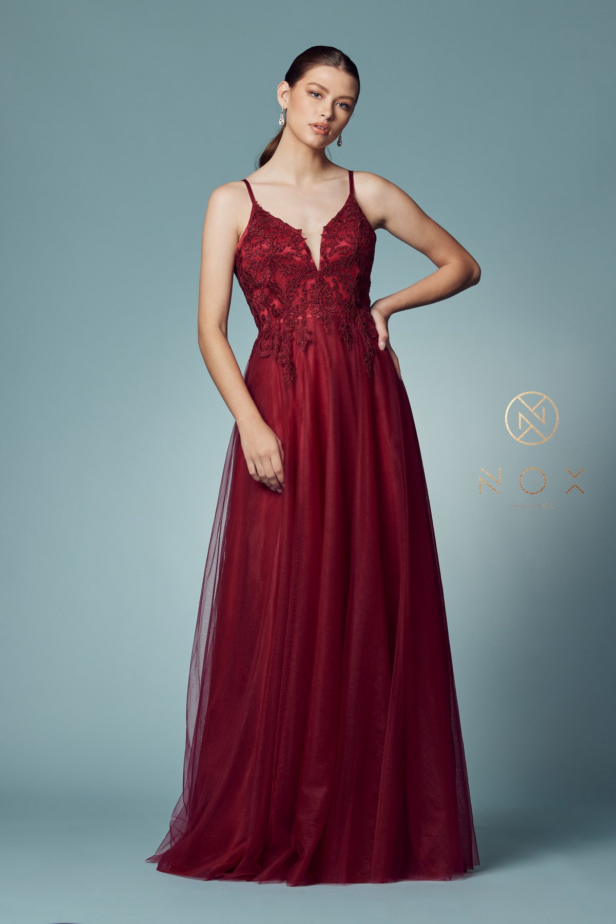Embroidered Long Prom & Bridesmaid Dress-smcdress