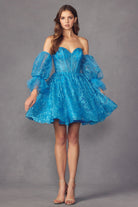 Ocean blue sweetheart neckline short dress